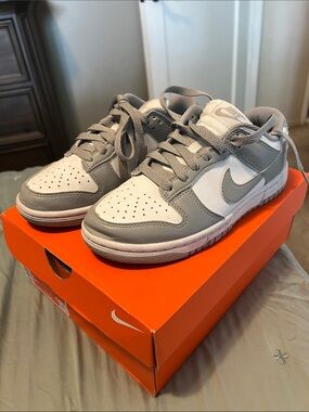Nike Kids Gray and White Low-Top Sneakers